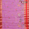 Banarasi kota saree light pink and red with floral digital prints and rettapet zari woven border