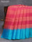 Pure soft silk saree maroon shade and dual shade of bluish green with allover copper zari checked pattern and simple border