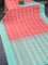 Pure soft silk saree peach pink shade and teal green shade with allover copper zari checked pattern and simple border