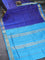 10 yards silk cotton saree blue and cs blue with allover vairosi pattern & buttas and zari woven border without blouse