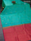 Pure kanjivaram silk saree teal greenish blue and pink with zari woven buttas in borderless style