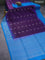 Pure soft silk saree deep violet and cs blue with silver zari woven buttas and silver zari woven border