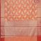 Banarasi kota saree peach orange and red shade with zari woven leaf buttas and zari woven border