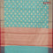 Banarasi kota saree teal blue and maroon with zari woven buttas and zari woven border