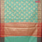 Banarasi kota saree teal blue and maroon with paisley zari woven buttas and floral zari woven border