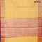 Banarasi kota saree yellow and pink with floral zari woven buttas and floral zari woven border