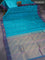 Pure kanjivaram silk saree teal blue and dual shade of purple with zari woven buttas and zari woven butta border