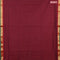 10 yards semi silk cotton saree maroon and dark mustard with allover checked pattern and zari woven border