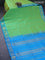 10 yards silk cotton saree light green and cs blue with allover zari weaves and zari woven border