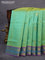 10 yards silk cotton saree teal green and purple with zari woven buttas and rettapet zari woven border