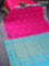 10 yards silk cotton saree pink and teal blue with zari woven buttas and rettapet zari woven border