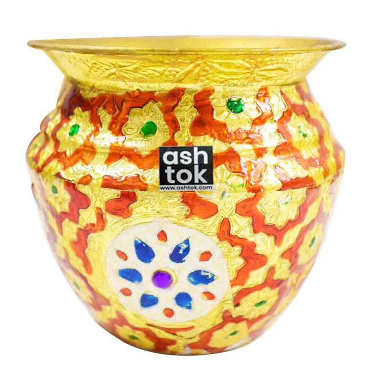 Brass Water Pot with Madhubani art allover 