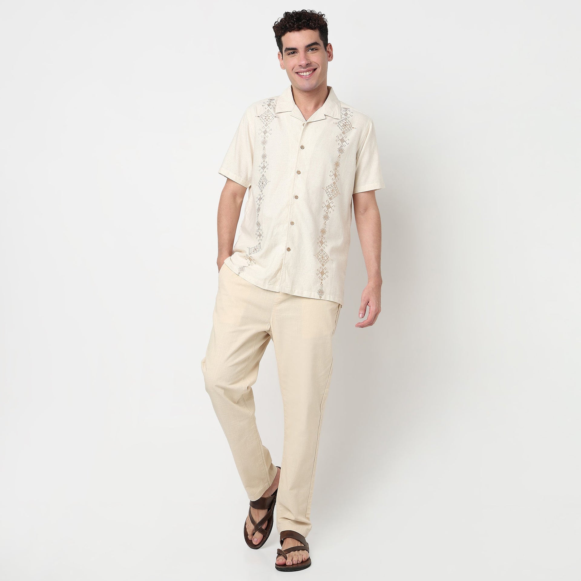 Cotton Cuban Embroidered Shirt