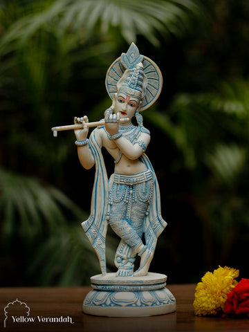 Marble Dust Sculpture - Krishna with flute