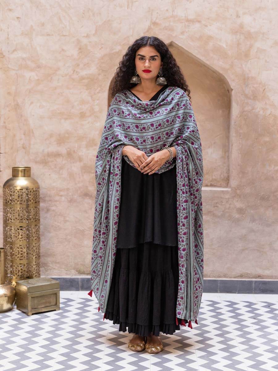 Fanna Block Printed Modal Dupatta