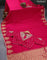 Banarasi crepe saree pink with stripes pattern and mirror work & banarasi style border