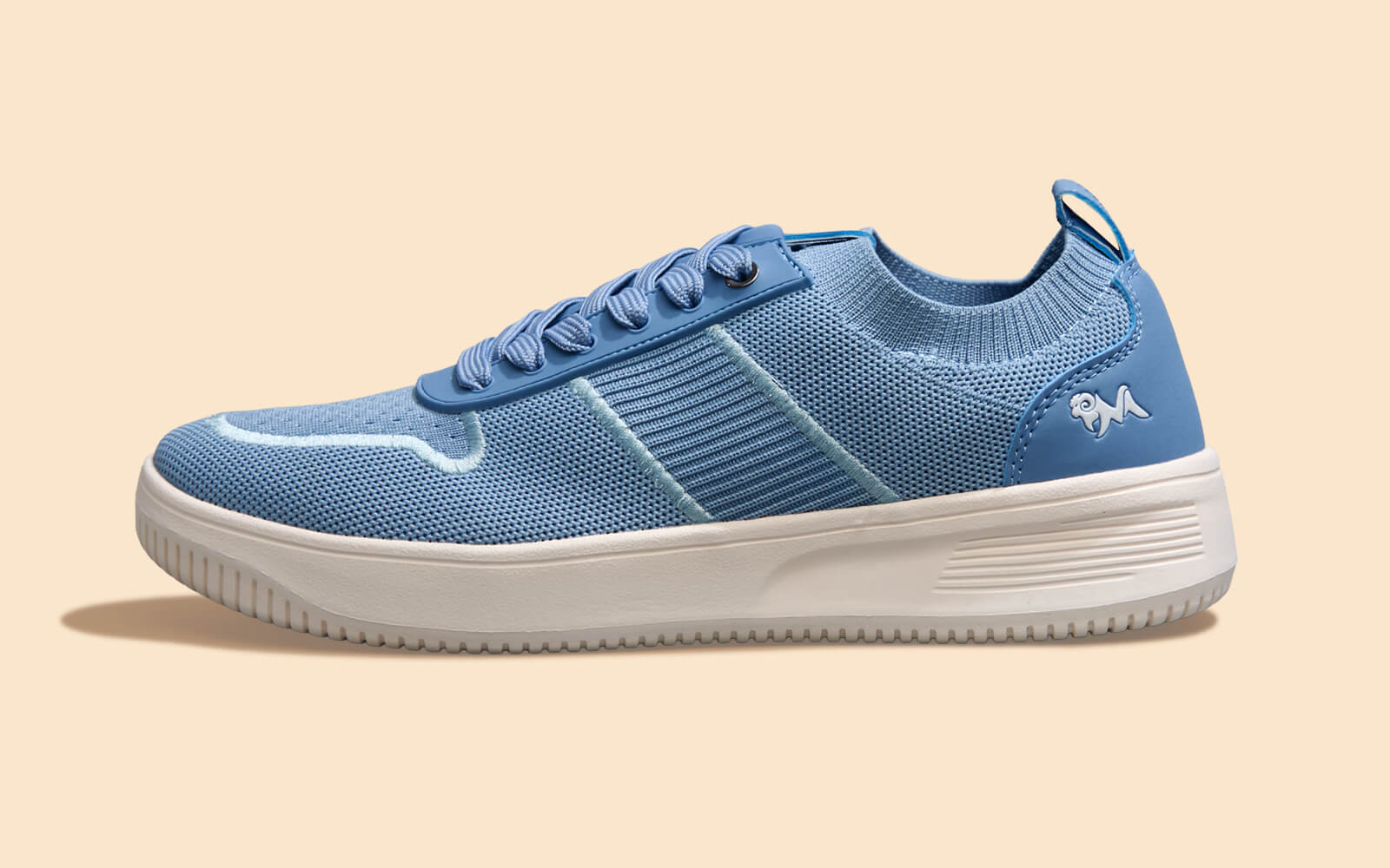Embroidered Sneakers For Men : Blue Ivory