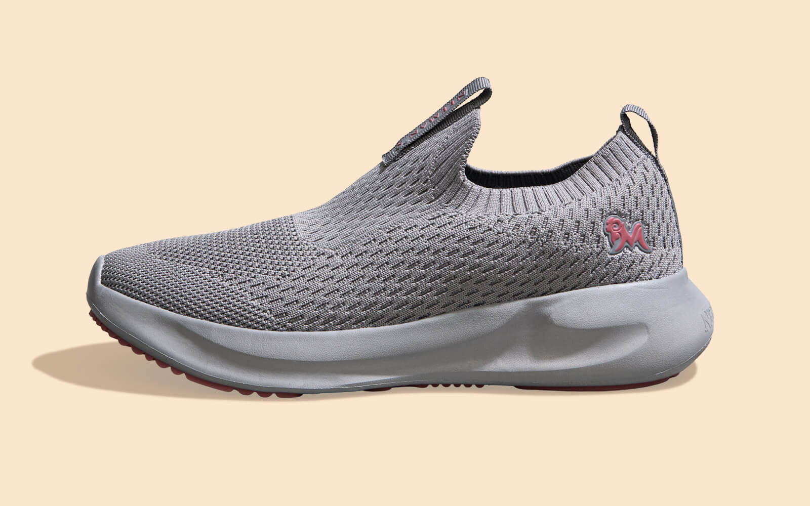 Knit Trainers For Women : Grey-Pink