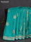 Banarasi silk saree teal green and blue with allover zari weaves and zari woven border