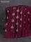 Banarasi mushru silk saree maroon with allover stripes pattern & zari buttas and satin border