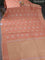 Banarasi mushru silk saree pale orange with allover stripes pattern & zari buttas and satin border