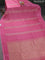 Banarasi mushru silk saree light pink with allover stripes pattern & zari weaves and satin border