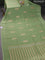 Banarasi mushru silk saree pastel green with allover stripes pattern & zari weaves and satin border