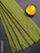 Arani semi silk saree light green with allover silver zari weaves in borderless style