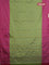 Arani semi silk saree green and magenta pink with allover copper zari weaves and zari checked border