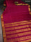 10 Yards silk saree deep purple and dark green with plain body and zari woven border