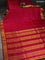 10 Yards silk saree dark magenta pink and dual shade of green with plain body and zari woven border