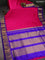 10 Yards silk saree pink and blue with plain body and zari woven border