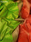 10 Yards silk saree fluorescent green and orange with plain body and zari woven border