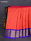 10 Yards silk saree dual shade of pinkish orange and blue with plain body and zari woven border