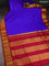 10 Yards silk saree blue and maroon with plain body and zari woven border