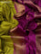 10 Yards silk saree lime green and purple with plain body and zari woven border