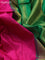 10 Yards silk saree pink and green with plain body and zari woven border