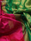 10 Yards silk saree pink and green with annam & paisley zari woven buttas and zari woven border