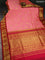 10 Yards silk saree peach orange and dark magenta pink with annam & paisley zari woven buttas and zari woven border