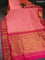 10 Yards silk saree peach orange and pink with annam & paisley zari woven buttas and zari woven border