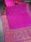 Banarasi dupion silk saree magenta pink with zari woven buttas and floral design paithani style border
