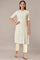 Beige Viscose Rayon Straight Kurta and Trouser Set