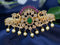 Antique Hair clip big size peacock design with kemp & cz stones and pearl hangings