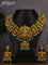 Antique necklace lakshmi design with jadau stones and green beads hanging