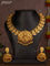 Antique necklace lakshmi design with kemp stones and golden beads hanging