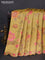 Banarasi silk saree yellow with allover floral prints and scallop design border
