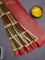 Chanderi silk cotton saree sandal sap green and red with allover geometric prints and banarasi style border