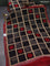 Chanderi silk cotton saree black sandal and kumkum red with allover geometric prints & mirror work and woven border