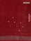 Chanderi silk cotton saree sandal wine shade and kumkum red with allover geometric prints & mirror work and woven border