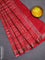 Chanderi silk cotton saree red with allover geometric prints & mirror work and woven border